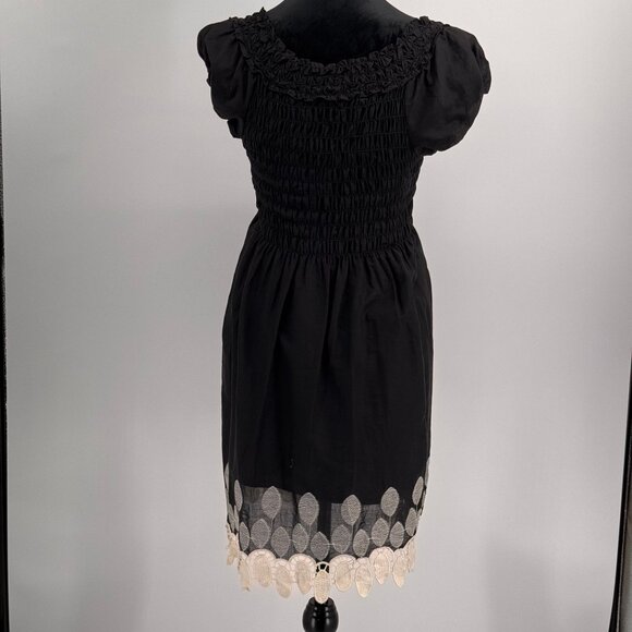 Vtg Max Edition Smocked Dress Womens L Floral Embroidery Hem Milkmaid Peasant‎ - Picture 6 of 6